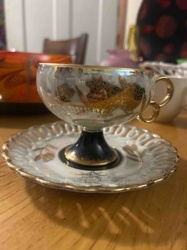 Iridescent Porcelain Demi-tasse Cup and Saucer Set