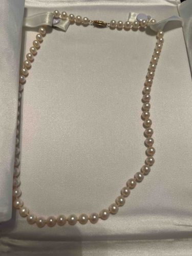 Cultured Pearl Strand Necklace with Gold Filigree Clasp
