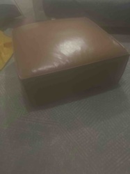 Brown Leatherette Square Ottoman