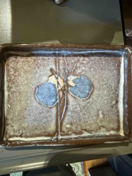 Handcrafted Ceramic Rectangular Baking/Serving Dish with Botanical Motif