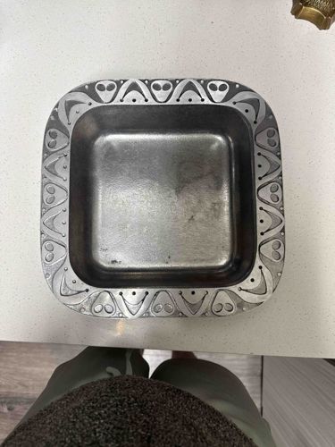 Art Deco Style Pewter Dish with Geometric and Abstract Design
