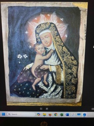 Peruvian Cusco School Painting of Madonna and Child