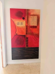 Abstract Painting with Red and Orange Tones