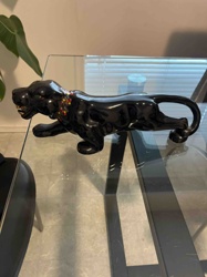 Black Panther Ceramic Figurine with Jeweled Collar