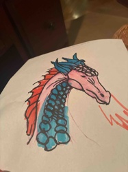 Dragon Head Drawing with Fire Breath