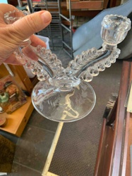 Clear Glass Two-Arm Candelabra