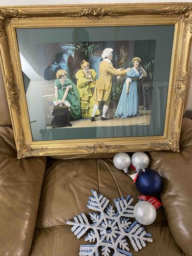 Framed Theatrical Scene Print with Ornate Gilt Frame