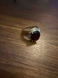 Vintage 10K Gold and Garnet Ring with Accent Stones