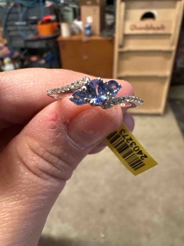 Blue Gemstone Cluster and Accent Stone Ring