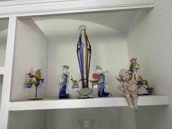 Collection of Religious and Cherub Figurines with Floral Accents