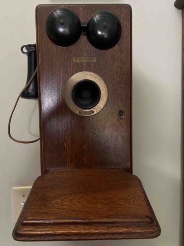 Western Electric Antique Oak Wall Crank Magneto Telephone