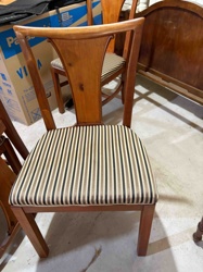Mid-20th Century Wood Dining Chair with Striped Upholstery (Hillandale attribution)