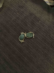 Vintage Green Cabochon Clip-On Earrings