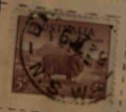 Used Australian Postage Stamp (Kangaroo and Map Series)