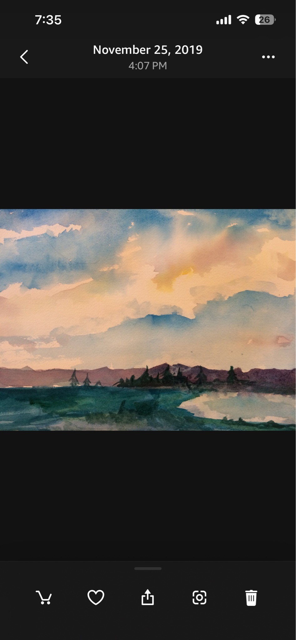 Submitted photo of Watercolor landscape painting, unverified attribution