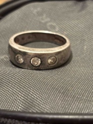 Silver Band Ring with Flush-Set Stones