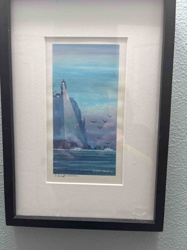 Framed Lighthouse Seascape Print, Signed 'W. Shore'