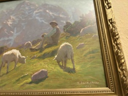 Shepherd with Sheep in a Mountainous Landscape