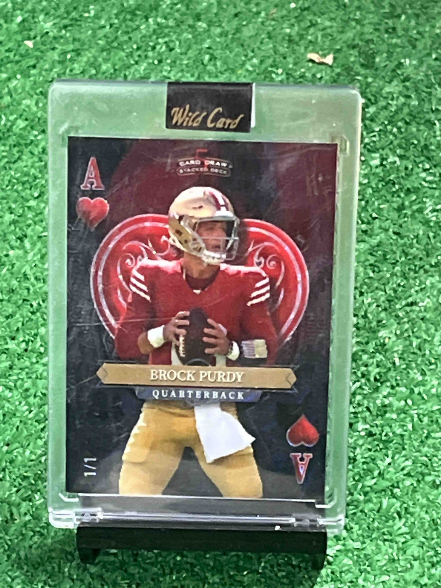 2023 Wild Card 5 Card Draw Stacked Deck Brock Purdy Ace of Hearts 1/1