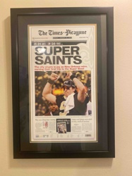 Framed 'The Times-Picayune' Super Saints Newspaper Front Page
