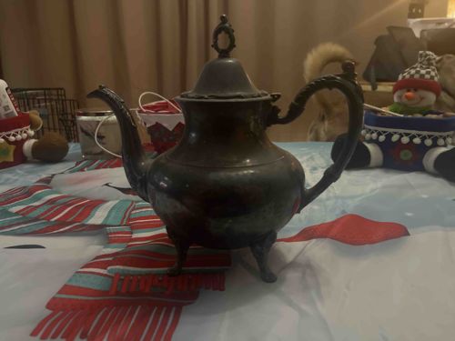 Antique/Vintage Silver-Plated Teapot with Ornate Details