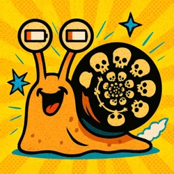 Low Battery Snail with Skull Shell Illustration