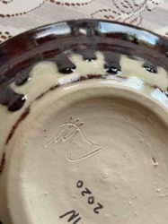 Studio Pottery Bowl with Drip Glaze (Dated 2020)