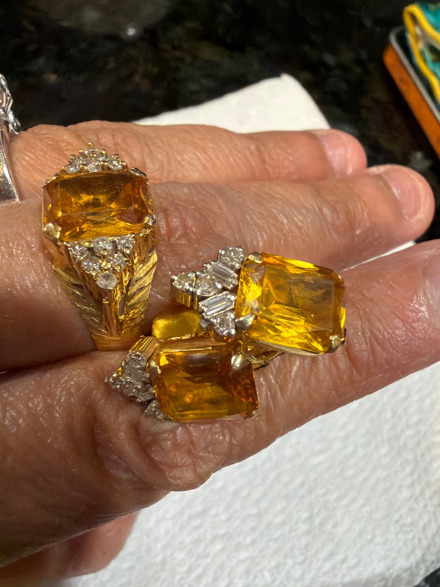 Submitted photo of Gold and yellow gemstone cocktail rings