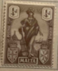 Malta 1/4d Postage & Revenue Stamp
