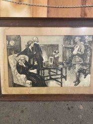 Framed WWI-Era Print 'Returning Soldier' (Likely)