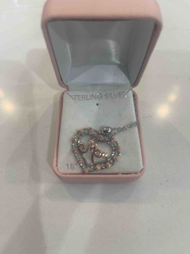Sterling Silver and Rose-Gold Tone "Mom" Heart Pendant Necklace