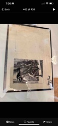 Framed Ink Drawing with Inscription