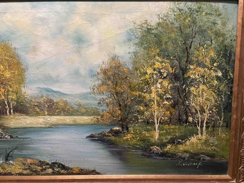 Signed Impressionistic River Landscape Oil Painting