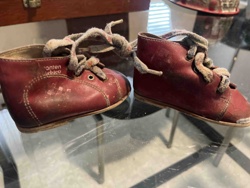 Vintage Red Leather Baby Shoes