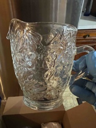 Pressed Glass Floral Pattern Pitcher or Jug