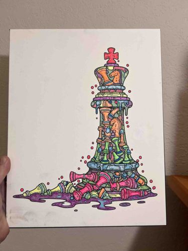 Colorful Melted Chess King Art Print