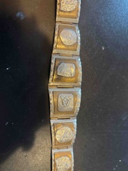 Vintage Two-Tone Panel Bracelet with Pictorial Reliefs