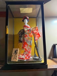 Japanese Geisha Doll in Display Case