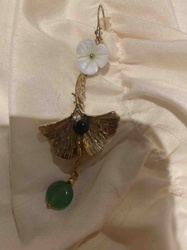 Ginkgo Leaf and Jade Dangle Earring