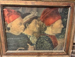 Fragment of a Renaissance Fresco Depicting Three Men in Profile