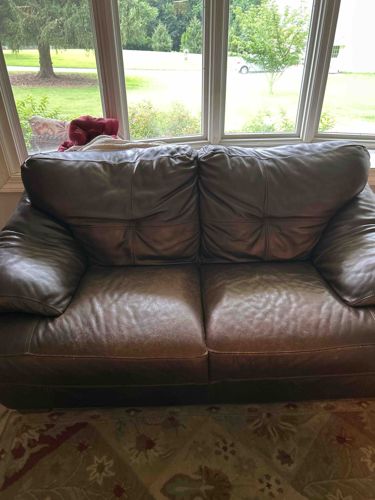 Brown Leather Loveseat