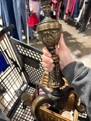 Vintage Ornate Darkened Brass or Bronze Lamp Base Section