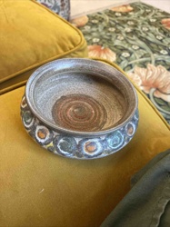 Studio Pottery Bowl with Concentric and Raised Circle Motifs