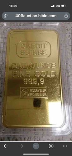 Credit Suisse 1 Ounce Fine Gold Bar 999.9