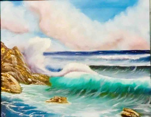 Ocean Waves Crashing on Rocks