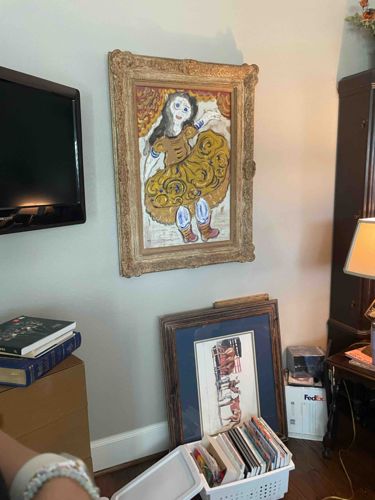 Framed Folk Art Painting of a Dancing Figure
