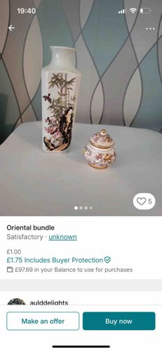 Oriental Decorative Vase and Lidded Pot Bundle