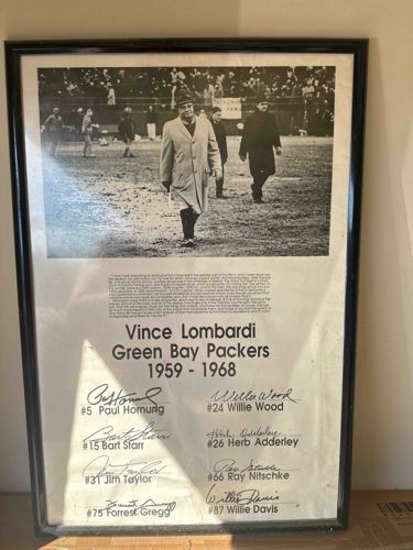 Vince Lombardi Green Bay Packers Photograph with Facsimile Signatures