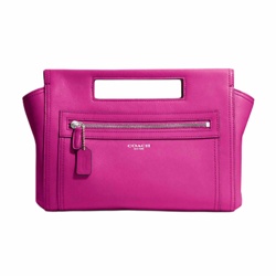 Coach Hot Pink Leather Cutout Handle Clutch