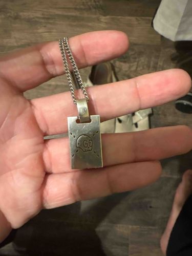 Gucci Ghost Skull Dog Tag Necklace